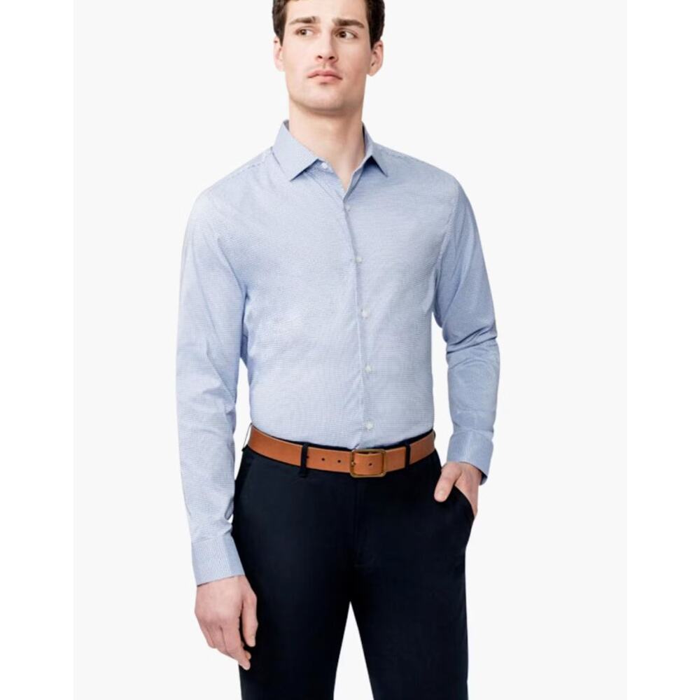MINISTRY OF SUPPLY Men's Aero Dress Shirt XL Slim Blue Grid Button Up NWT